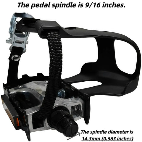 Pro Grade Spin Bike Pedals with Toe Clips and 4D Adjustable Straps, 9/16 Inch Alloy Spindle for Mountain and Road Bikes