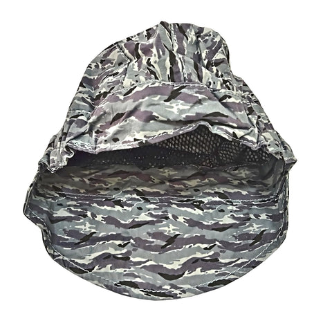 Top Shelf Single Pack Pure Cotton Welding Cap With Breathable Mesh Liner Insert Sweat Absorbing Inner Hood For Welders Heavy Duty Grey Comfortable Machine Washable One Size Fits Most Professional Welding Gear Headwear showing interior mesh lining for ventilation.