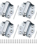 4 Pack Self Closing Screen Door Hinges Two and Three Quarter Inch Adjustable Heavy Duty Steel Spring Loaded Door Closers For Screen Doors Cabinets And Garage Left Or Right Silver, front view with screws