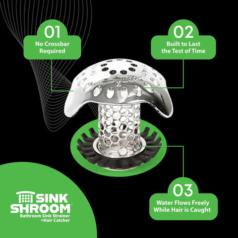 Ultra Drain Protector For Bathroom Sink Stainless Steel Includes 1.25in, 1.5in, And 1in Adapters Keeps Hair Out Debris Stopped Quick Fit Epic Shield For Everyday Clogs No Fuss No Mess product image