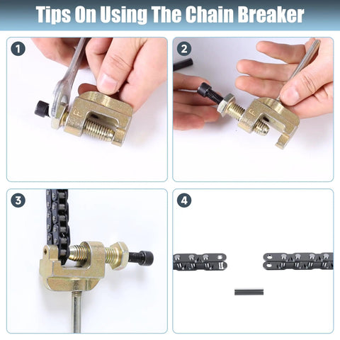 Using chain breaker for 35 Roller Chain 140 Links Mini Bike Chain Tensioner Replacement For Coleman CT100U