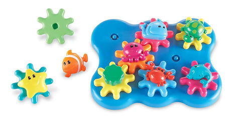 Ocean Wonders Build And Spin Gears Toy Set, 17 Piece Preschool STEM kit with colorful rotating gears and sea creatures