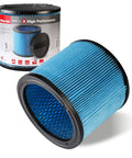 High Performance Vacuum Cartridge Filter For Five To Sixteen Gallon Wet Dry Vacuums With Nanofiber Filtration Reusable One Pack shown