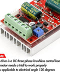 350W 6 To 60 Volts Three Phase PWM DC Brushless Motor Speed Controller with Hall Sensor for 120 Degree BLDC Motors board close-up