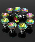 10 Pack Diamond Crystal Glass Drawer Knobs 30mm Snazzy Colorful Cabinet Pulls With Screws For Kitchen Bathroom Dresser Wardrobe DIY Modern Glass Hardware For Cabinets Cupboards And Furniture, assorted multicolor