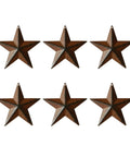 Country Rustic Barn Star Decor Set Of Six, 4 Inch Metal Antique Vintage Wall Or Door Accents With Rusty Finish, Pre Drilled Holes