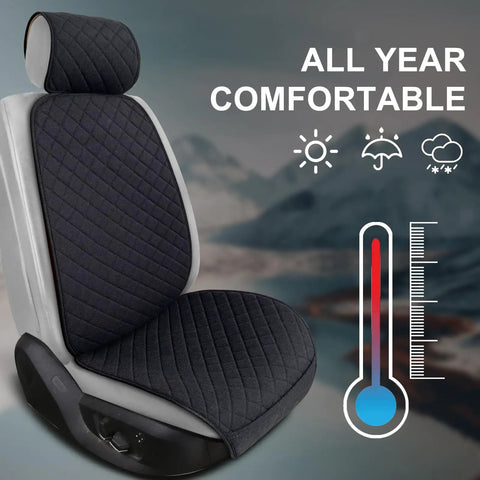 Linen Front Seat Covers Breathable Soft Cloth Car Seat Protector Universal Fit For Cars Vans SUVs Trucks 2 Pack Black Easy Install And Clean Durable And Comfy with comfort icons