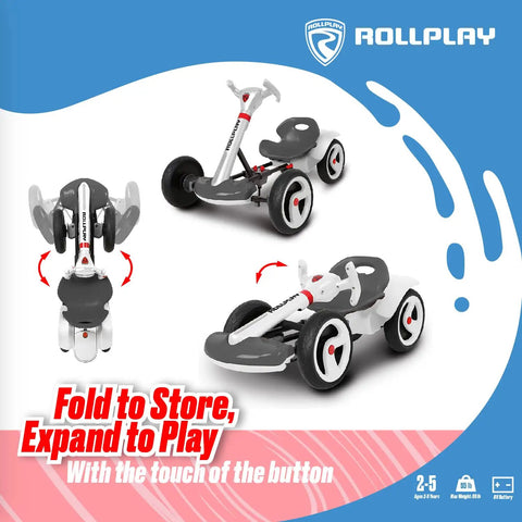 Foldable 6V Kids Go Kart With Push Start, Space Saving Design, Easy Fold For Quick Storage, Safe 2 MPH Top Speed, Kid Friendly Ride On For Ages 2 To 5, Lightweight Electric Kart For Toddlers