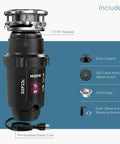 Lite Series Pro Compact Continuous Feed Garbage Disposal For Kitchen Sink With Power Cord 1900 RPM Vortex Motor Easy Swap