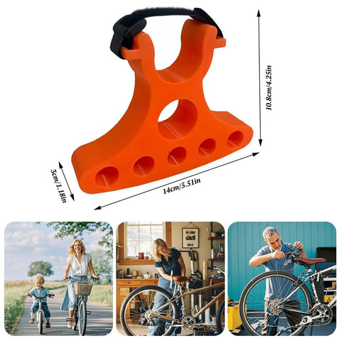 Portable Inverted Ebike Repair Stand with Handlebar Jacks for Quick On-The-Go Fixes for Commuters and Cyclists, orange with dimensions