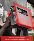 Close-up of Heavy Duty Electric Wall Planer To Kick Back Dust with dust collection feature and adjustable blade.