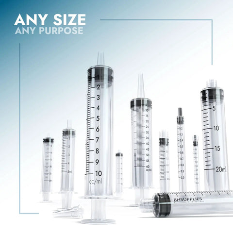 Solid 1ml Luer Lock Tip Syringes Without Needles, Sterile And Individually Wrapped, 100 Count Box in various sizes for precise dosing.