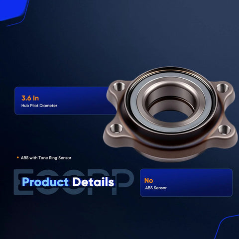 Front Wheel Bearing And Hub Assembly For Audi A6 Quattro 2005 2011 And A6 2005 2011 S6 2007 2011 A8 Quattro 2004 2010 R8 2008 2015 And Volkswagen Phaeton 2004 2006 Heavy Duty OEM Grade Hub Bearings with 3.6-inch pilot diameter, no ABS sensor.