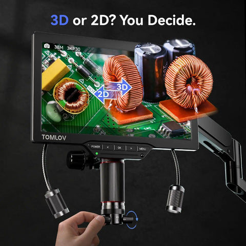 3D Digital Microscope For Soldering With Magnetic Dual Lens, 360 Degree Side Viewing, 7 Inch IPS Screen, 3K Resolution, HDMI And USB Output, Gooseneck Light, Repair Mat, 16GB Built In Memory, Pro Grade Tool For PCB Repair And Jewelry Inspection on PCB coil