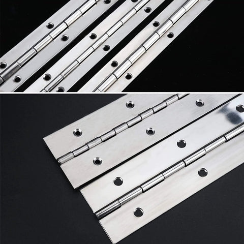 24 Inch Stainless Steel Continuous Hinge Two Pieces Heavy Duty Piano Hinges With Holes For Boats Cabinets Storage Boxes Doors And Windows Includes 48 Screws Surface Mount Ready Long Blade Polished Silver 60cm