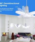 2 Pack LED Garage Light Bulbs 35W 150W Equivalent, E26 Base Daylight 6500K, shown installed on a ceiling with deformable panels