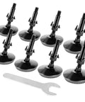 8 Piece M8 Swivel Leveling Feet Set With Four Pronged T Nuts And Lock Nuts, heavy duty furniture levelers with wrench, black