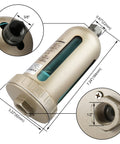 Auto Drain Valve For Air Compressor System Automatic Water Discharge Zero Air Loss Nylon Bowl Half Inch To Three Eighths Inch PT Inlets AD40204 1 MPa Keeps Your Shop Air Line Dry And Tools Protected Pro Grade with nylon bowl and measurements.