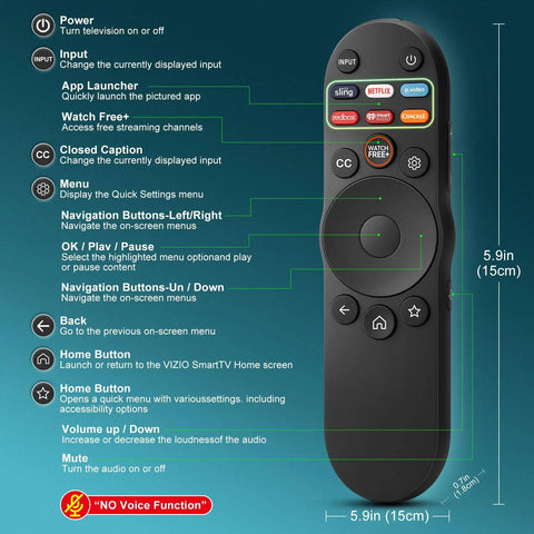 Universal TV Remote For All SmartCast TVs Works With V Series M Series D Series P Series PX Series E Series Remote Control