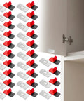 Super Strong 24 Pack Cabinet Magnets With Adhesive Secure Door Closure For Drawers And Cupboards Super stainless steel catches laid out.
