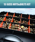 Organizer box with Heavy Duty Metric Bolt And Nut Set 705 Pieces M6 M8 M10 M12 Class 8.8 Hex Bolts And Nuts Zinc Plated