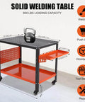 36 By 24 Inch Steel Welding Table With Heavy Duty Frame And 1200 Pound Capacity, Portable Rolling Workbench For Shop Or Garage