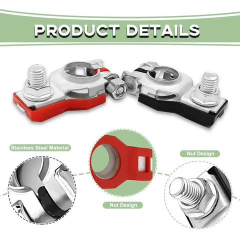 Top Shelf Battery Terminal Connectors For Nissan Altima Maxima Sentra Owners, positive negative clamps with stainless steel design.