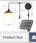 Solar Pendant Lights For Indoor Outdoor Use With Extra Long 20.5ft Cable IP67 Waterproof Five Brightness Modes product dimensions