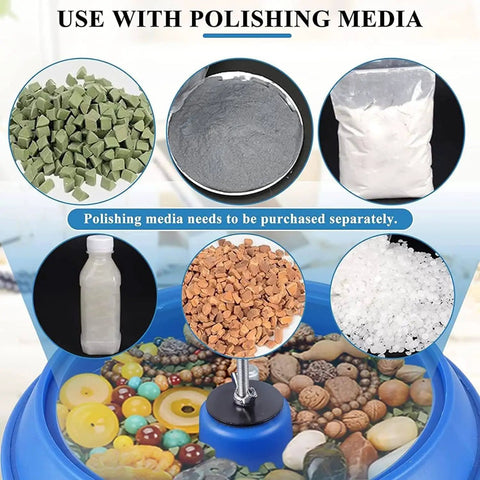 Vibrating Polisher For Home Or Shop Use Pro Grade Electric Polisher And Rock Tumbler Kit with polishing media samples