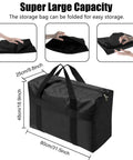 Extra Large Moving Bags With Strong Zippers And Carrying Handles, Heavy Duty Duffle Storage Bags For Moving, 90L foldable black bag