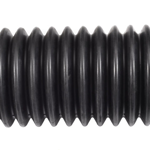 Close-up of the Beefed Up 2 Piece Rack And Pinion Tie Rod Boots Kit showing ribbed black rubber texture and design detail.