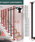 Interior Wrought Iron Stair Handrails With Rust Resistant Nano Coating And Secure Safety Grab Bars For Modern Duplex Homes Solid Square Pipe Balusters and customizable size guide