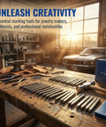 Pro Grade 20Pc 6Mm Steel Anvil Chisel Set For Engraving And Metalworking on workbench in sunlit workshop
