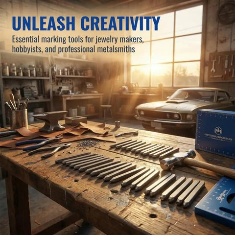 Pro Grade 20Pc 6Mm Steel Anvil Chisel Set For Engraving And Metalworking on workbench in sunlit workshop