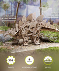 Stegosaurus 3D Puzzle Kit For Adults, Mechanical Dinosaur Model With 305 Pieces, DIY Assembly Project, Hands On Dino Build Gift, Educational And Fun For Grownups And Kids, Interactive Gear System, wooden model, 13.21 x 6.3 x 4.3 in