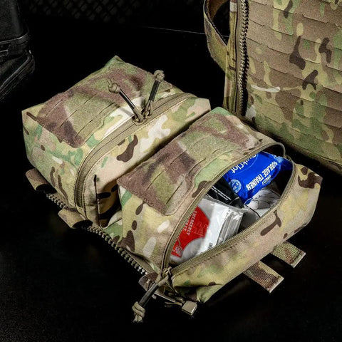 Tactical Zip On Back Panel Double Pouch Assault Modular Backpack for V5 Vest Made With 500D Nylon Lightweight Waterproof Gear Organizer