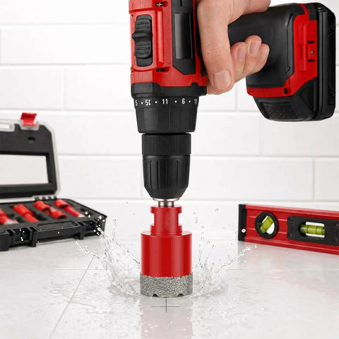 Ultra Durable 8-Piece Diamond Hole Saw Kit With Hex And SDS Adapters For Dry Or Wet Cutting Tile Granite Marble Glass Stone 1/4 To 1-3/8 Inch drilling wet tile