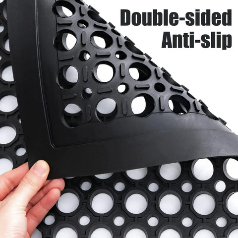Heavy Duty Rubber Floor Door Mats For Outdoor Entrance Anti Fatigue Drainage Mat Non Slip Bar Kitchen Garage Use Black 36 Inch By 60 Inch All Weather Tough Durable Indoor Outdoor