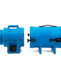 Side view of 8 Inch 1/3 HP High Pressure Axial Blower Fan For Ventilation With 25 Foot Hoses And Canister Delivers 1000 CFM Beastly Airflow