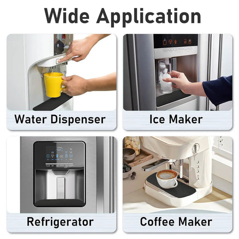 Refrigerator Drip Tray Catcher 2 Pack Cuttable Mats 8.3 By 3.1 Inch Keeps Fridge Neat And Spill Free Absorbent Pad Fridge Drip Pad For Samsung Whirlpool GE Trapezoid Black