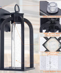LED Dusk To Dawn Outdoor Wall Light With 14 Inch Black Lantern Style Crystal Bubble Glass Photocell Sensor IP65 Waterproof