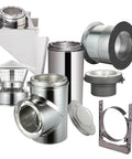 Heavy Duty Six Inch Through The Wall Chimney Kit Featuring Spark Guard Top And Adjustable Mounting Bracket For Class A Double Wall Pipe.