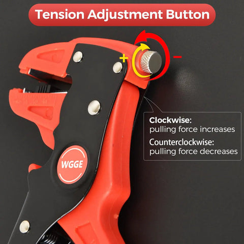 Close-up of tension adjustment button on Two In One Wire Stripper And Cutter For 10-24 AWG Cables Adjustable With Auto Return Spring tool