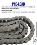 Built Tough ANSI 40 Roller Chain, 10 Feet With Two Connecting Links, 0.500 Inch Pitch, Pre-loaded for Improved Engagement