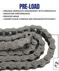Close-up of 40 Roller Chain 3 Feet With 1 Connecting Link ANSI 0.500 Pitch Heavy Duty for Go Karts and Industrial Use