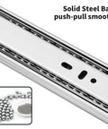 22 Inch Soft Close Drawer Slides Set, Six Pairs Full Extension Ball Bearing Side Mount Runners, durable silver finish detail