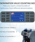 Bank Grade Money Counter And Sorter With Built In Printer Two Pocket Design For Mixed Denominations display close-up