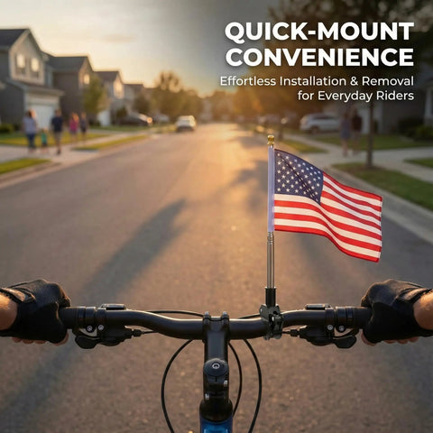 Sturdy Stainless Steel Flag Pole Mount For Motorcycles And Bicycles Adjustable Telescoping Flag Pole Bracket on handlebars