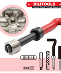 5/16-18 Inch Thread Repair Kit With HSS Drill And Helicoil Inserts for SAE Threads in metal repair close-up