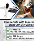 Six Pack 301-69A And 301-69B Pneumatic Die Grinder Wrench Tool Set shown with air die grinders and compatibility details